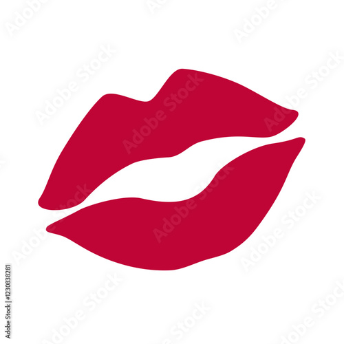 Red lips kiss print in simple vector icon