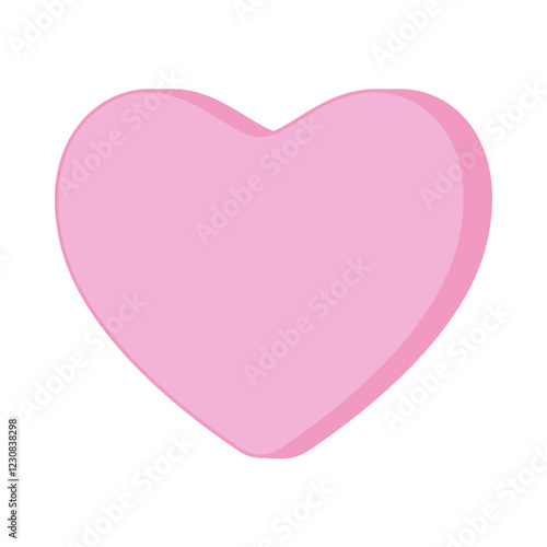 Pink candy heart or love heart shaped sweets with blank space in flat design vector illustration