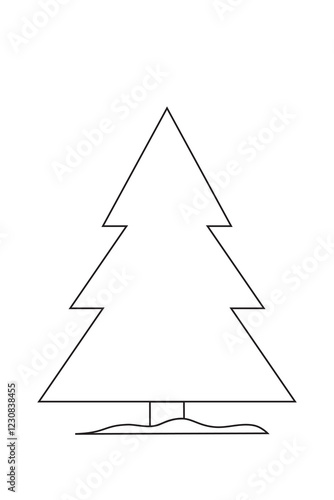 Outline of a pine tree, fir, Christmas tree. Minimal, flat vector illustration on transparent background. Vertical layout photo