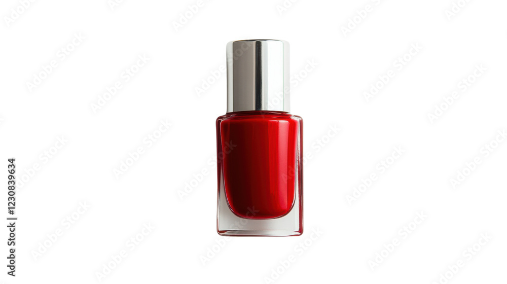 Red nail polish bottle on transparent background for beauty and cosmetics concepts Red nail polish bottle on transparent background for beauty and cosmetics concepts
