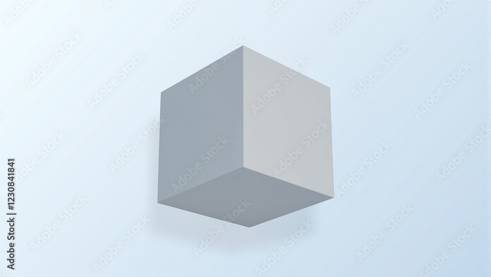 Fototapeta premium Futuristic metallic cube on gradient background minimalist design