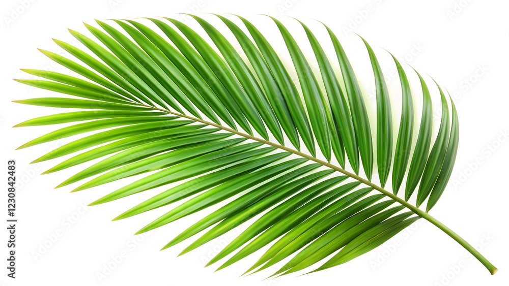 Obraz premium Single Palm Frond on White Background
