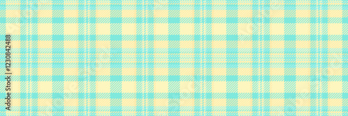 Pastel yellow and aqua plaid pattern. Seamless texture ideal for textile design, website backgrounds, or crafting projects. Soft, cheerful, and versatile design suitable for various applications.