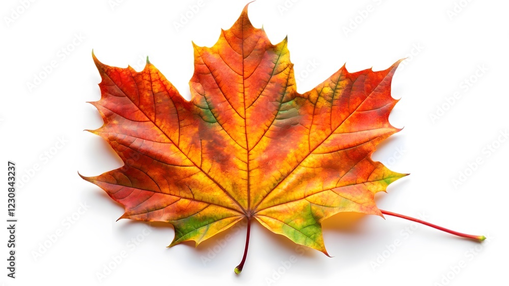 Fototapeta premium Single Autumn Maple Leaf on White Background
