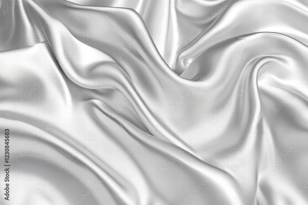 Fototapeta premium Elegant Draped White Silk Fabric: Luxurious Texture and Smooth Flowing Lines
