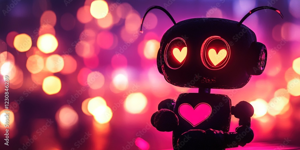 Fototapeta premium animation robot with heart in love