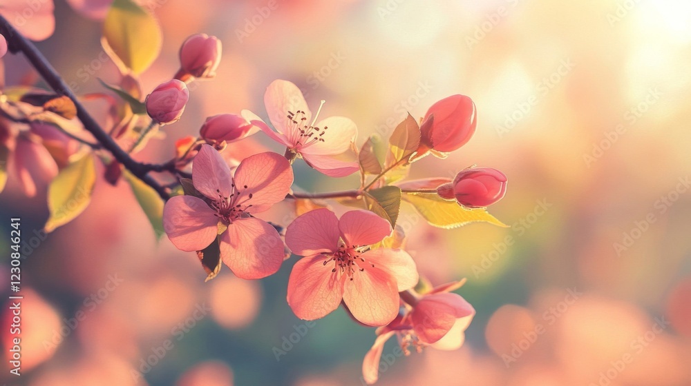 Pink Blossom Branch in Soft Sunlight Spring Flowers Macro Photography Pink Blossom Branch in Soft Sunlight Spring Flowers Macro Photography