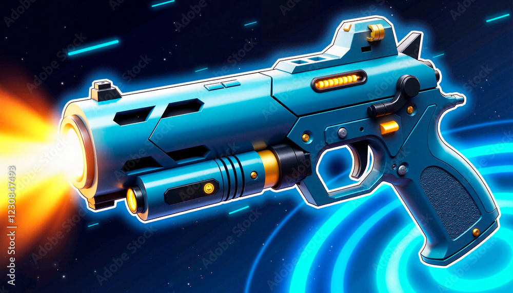 Futuristic anime gravity gun design with glowing rings, high-tech concept Futuristic anime gravity gun design with glowing rings, high-tech concept