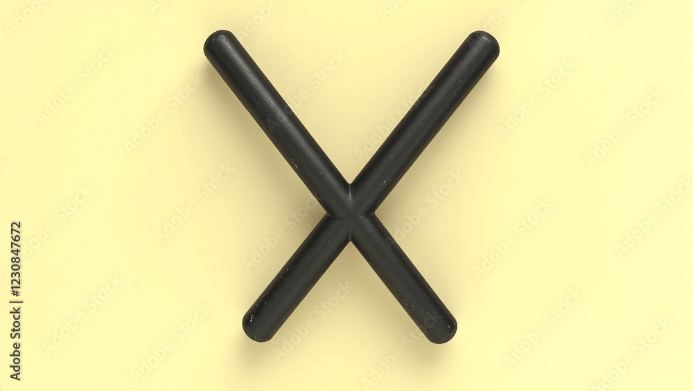 Sleek black X shaped beams on soft yellow background Sleek black X shaped beams on soft yellow background