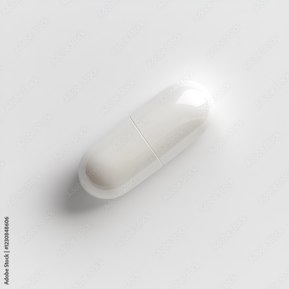 Single white capsule pill on white background. (2) Single white capsule pill on white background. (2)