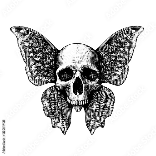 Skull with Butterfly Wings