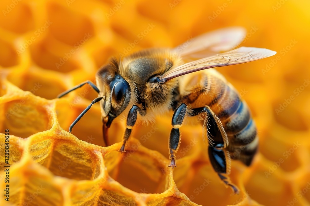 Honeybees Inside a Beehive Working on Honeycomb Honeybees Inside a Beehive Working on Honeycomb