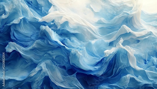 Wallpaper Mural Abstract blue and white fabric texture with wave-like folds and creases. Torontodigital.ca