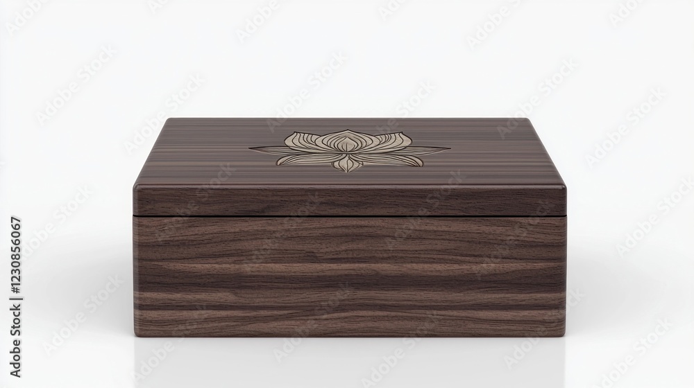 Dark Brown Wooden Box with Carved Design Dark Brown Wooden Box with Carved Design
