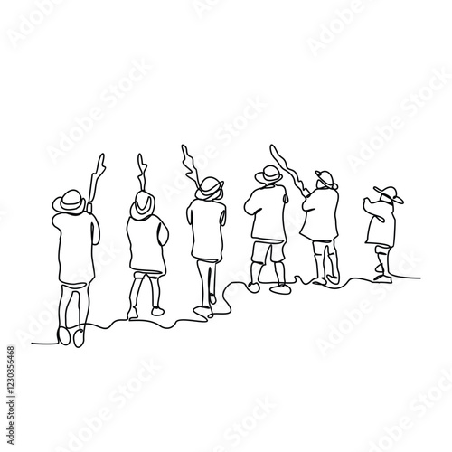 One continuous line drawing of The fire fighter brigade is on duty to put out the blazing fire vector illustration. Fire Fighting design illustration simple linear style vector concept for education.