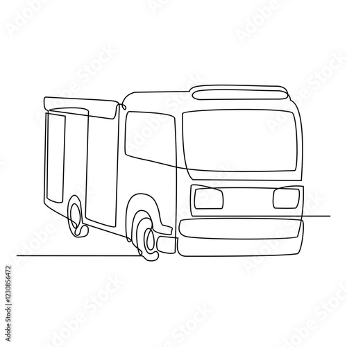 One continuous line drawing of The fire fighter Car is on duty to put out the blazing fire vector illustration. Fire Fighting design illustration simple linear style vector concept for education.