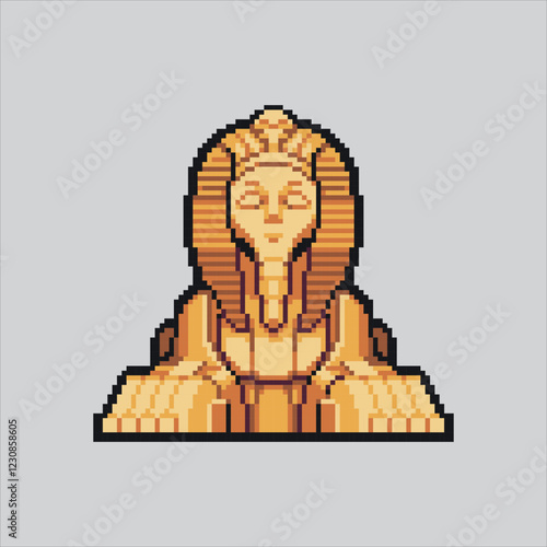 Pixel art illustration Sphynx Statue. Pixelated Egypt Sphynx. Egypt Sphynx Statue Icon pixelated for the pixel art game and icon for website and video game. old school retro.