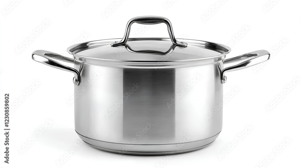 silver cooking pot on isolated white background.ai generative