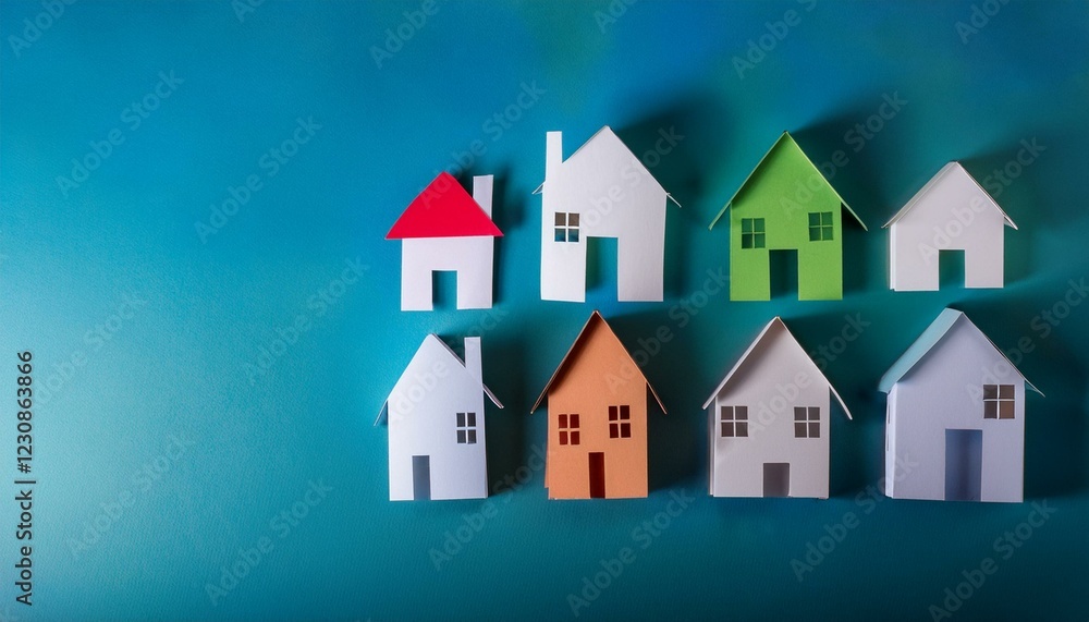 지역사회 복지 활동을 나타내는 집합체 형태의 종이인형들