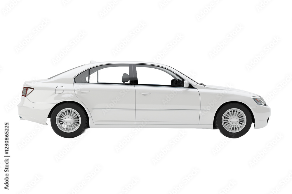 Modern Sedan Isolated on White Transparent Background Showcasing Sleek Design and Aerodynamic Profile for Automotive Applications