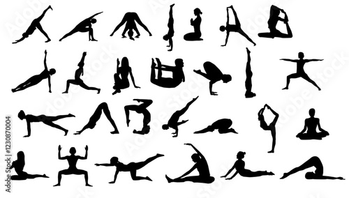 Yoga poses in silhouette