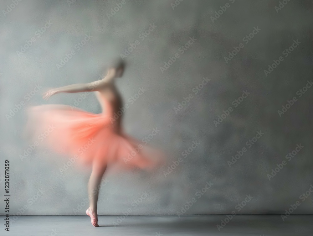 Obraz premium Ballerina in a Flowing Dress, Blurred Motion