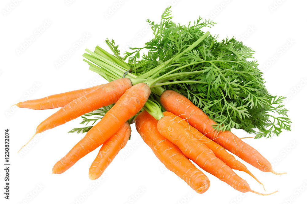 Fresh Bunch of Carrots With Vibrant Greens Isolated on a Transparent Background for Culinary and Design Use Fresh Bunch of Carrots With Vibrant Greens Isolated on a Transparent Background for Culinary and Design Use