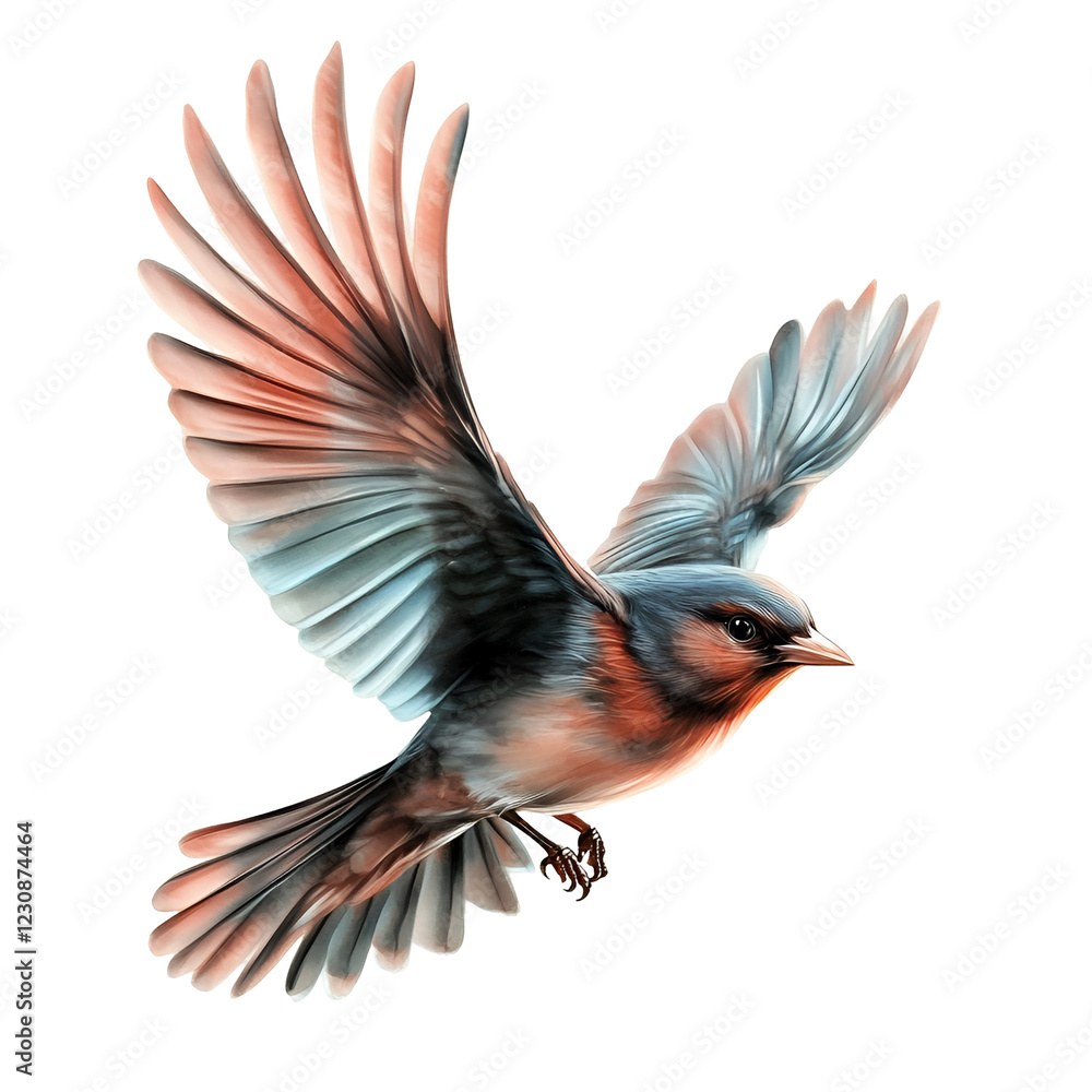 Obraz premium Spring Bird Clipart Vector Illustration – Cute Floral Birds, Pastel Nature Design