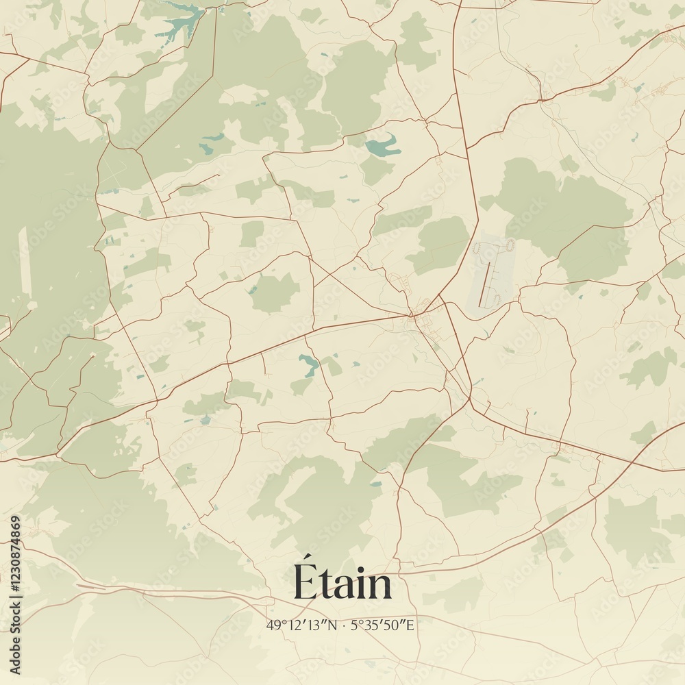 Obraz premium Retro map of �tain, Grand Est, France. Vintage street map.