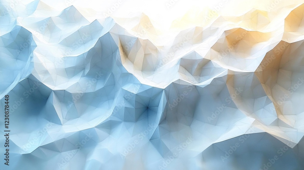 Fototapeta premium Abstract polygonal design with faceted shapes and soft gradient shadows creating a futuristic feel. Generative AI