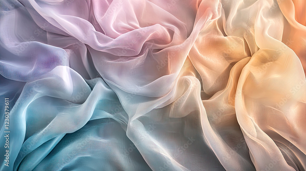Obraz premium Soft Pastel Fabric Texture in Flowing Waves for Elegant Backgrounds