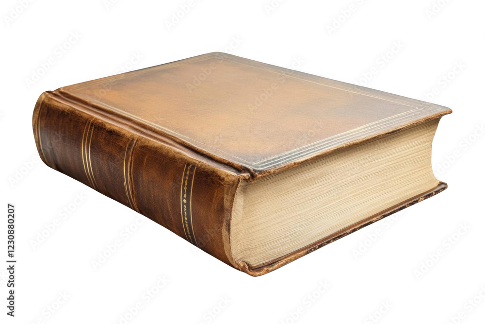 Antique Book Lies Open Displaying Aged Pages and Leather Cover, Vintage Book Concept. Antique Book Lies Open Displaying Aged Pages and Leather Cover, Vintage Book Concept.