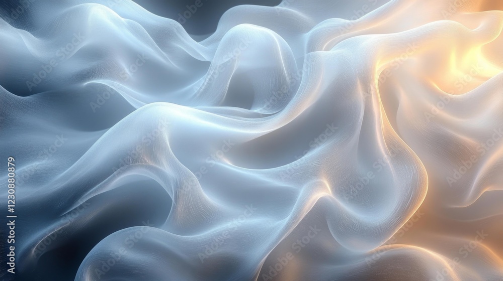Obraz premium Minimalistic abstract light waves in white tones. Generative AI
