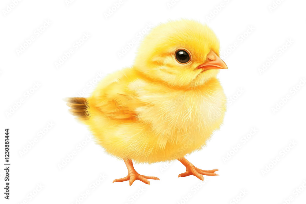 Fototapeta premium Cute Chick Stands Proudly, Newborn Bird, Farm Animal, Fluffy Feathers
