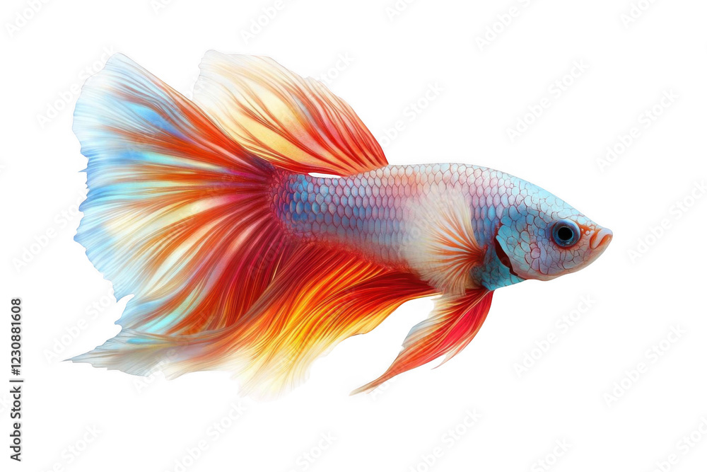 Fototapeta premium Siamese Fighting Fish Shows Its Colorful Fins and Body Exotic Aquatic Animal.