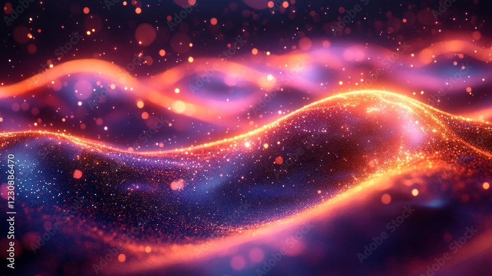 Abstract Fluid Waves with Glowing Particles in Neon Colors. Generative AI Abstract Fluid Waves with Glowing Particles in Neon Colors. Generative AI