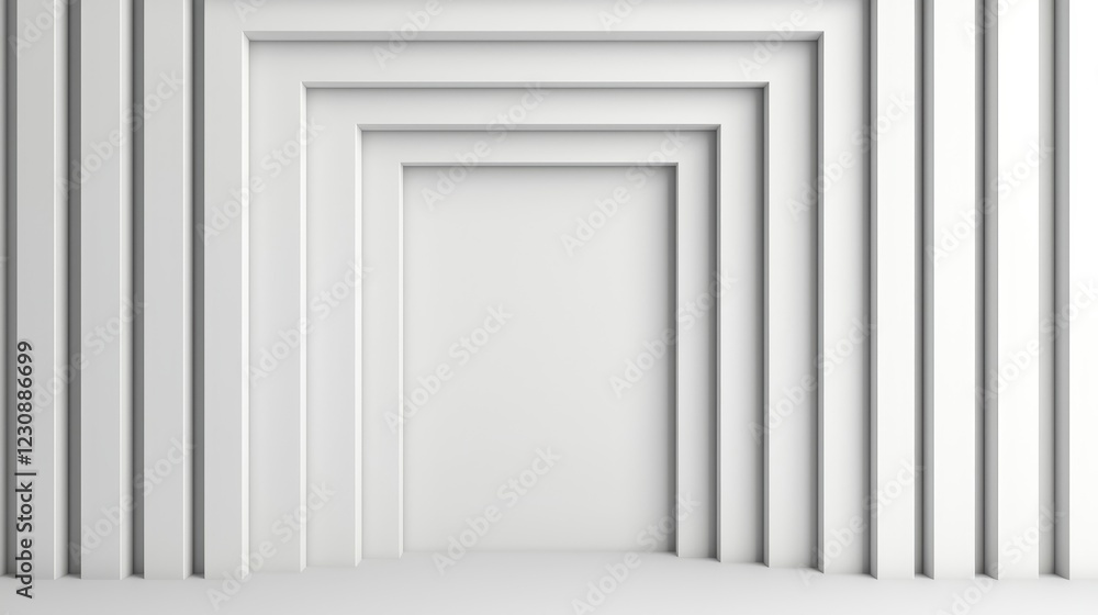 Abstract Modern White Archways with Layers and Shadows in Interior Abstract Modern White Archways with Layers and Shadows in Interior