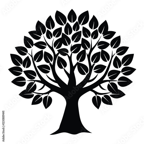 Silhouette of A Guava Tree vector illustration