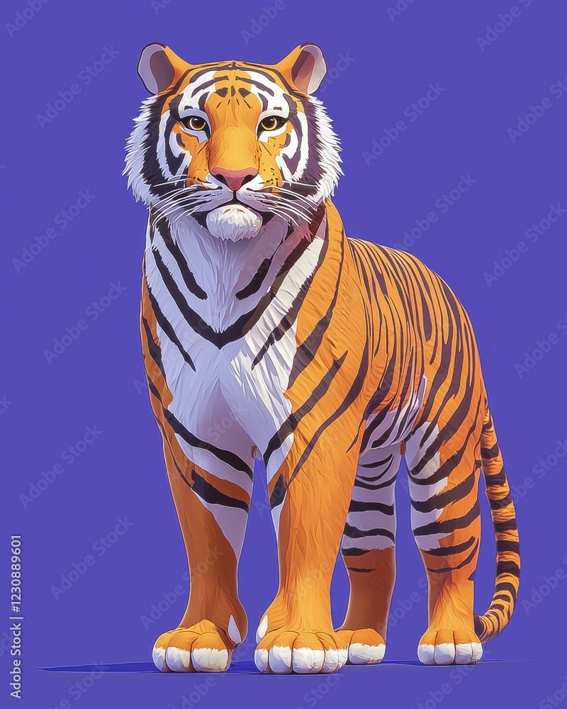Obraz premium Vibrant 3D Tiger Model 3D Animation Illustration Stock