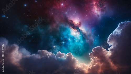 Colorful nebula in space