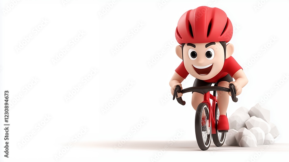 Joyful Cartoon Boy Cyclist Speeding on Bike Creating Motion Blur Effect Joyful Cartoon Boy Cyclist Speeding on Bike Creating Motion Blur Effect