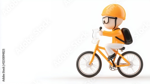 Wallpaper Mural Joyful Cartoon Child Riding a Bicycle An Orange 3D Render Illustration Torontodigital.ca