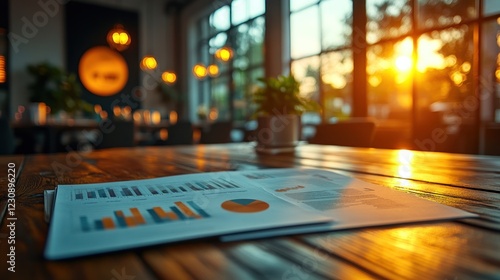 Wallpaper Mural Business meeting with charts at sunset in cozy office Torontodigital.ca