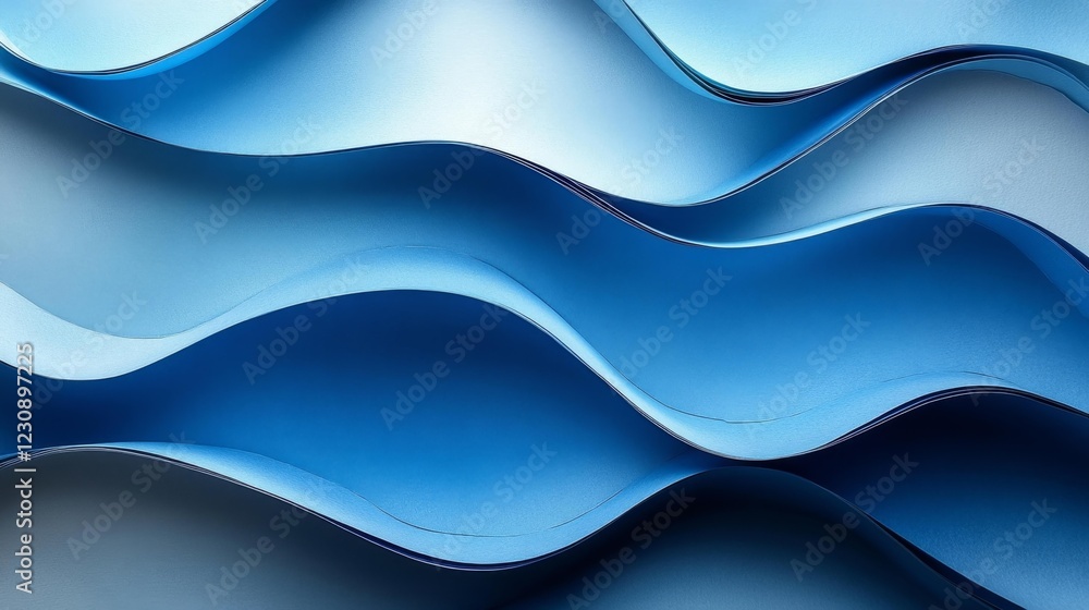 Obraz premium Abstract paper waves in blue tones. Generative AI