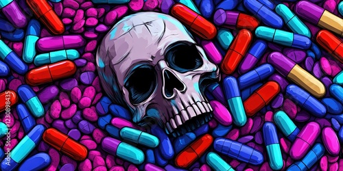 drug war concept with narcotics, weaponry, and death