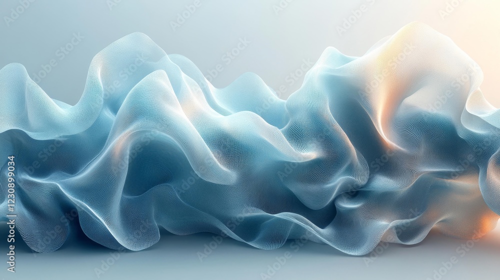 Obraz premium Fluid and Dynamic 3D Mesh Wave Design. Generative AI