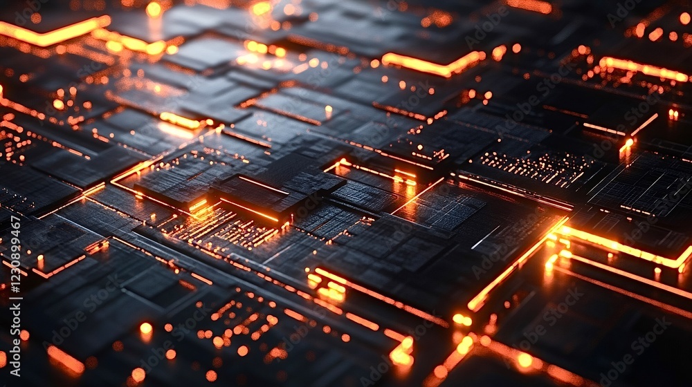 Futuristic circuitry lighting up with data flowing Futuristic circuitry lighting up with data flowing