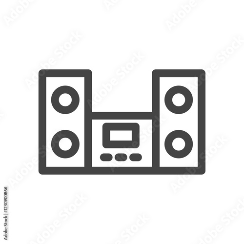 線画日用品家電関連の単品アイコン　ステレオ