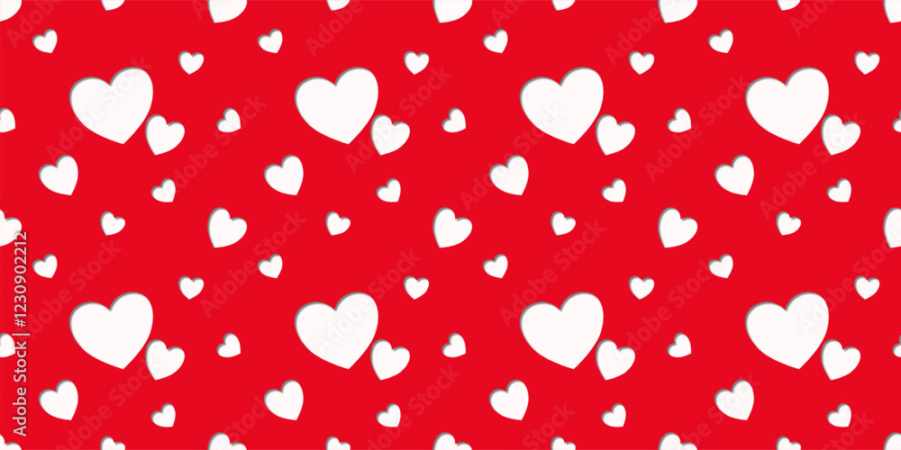 White Heart Seamless Pattern on red Background. Love romantic theme. Pattern hearts with Love for Valentine's Day. Valentines day background. Vector abstract texture with small hearts White Heart Seamless Pattern on red Background. Love romantic theme. Pattern hearts with Love for Valentine's Day. Valentines day background. Vector abstract texture with small hearts