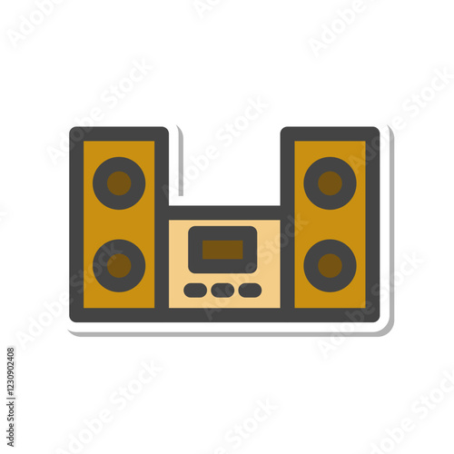 ステッカー日用品家電関連の単品アイコン　ステレオ